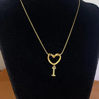 Choker necklace with initial and heart pendant - letter