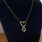 Choker necklace with initial and heart pendant - letter