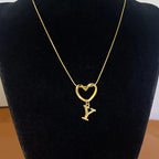 Choker necklace with initial and heart pendant - letter
