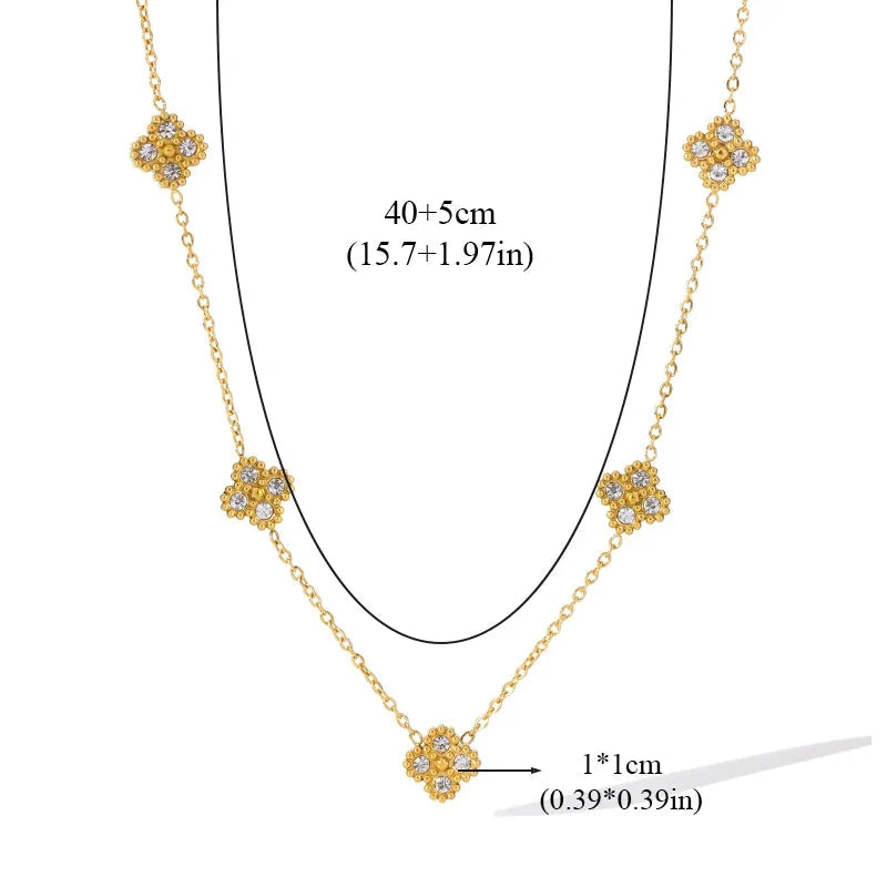 Four-Leaf Clover Pendant Choker Necklace