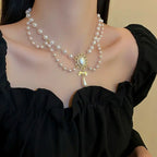 Baroque-Style Pearl Pendant Choker Necklace