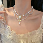 Baroque-Style Pearl Pendant Choker Necklace