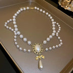 Baroque-Style Pearl Pendant Choker Necklace
