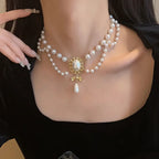 Baroque-Style Pearl Pendant Choker Necklace