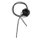 Elegant Choker Necklace with Large Black Rose Flower Pendant 1