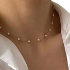 Women's Choker Necklace with Gold Beads
