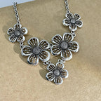 Choker Necklace with Large 5-Petal Flower Pendant