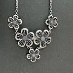 Choker Necklace with Large 5-Petal Flower Pendant