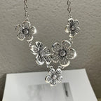 Choker Necklace with Large 5-Petal Flower Pendant