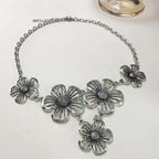 Choker Necklace with Large 5-Petal Flower Pendant