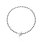 Floral Pendant Choker Necklace in Black and Silver