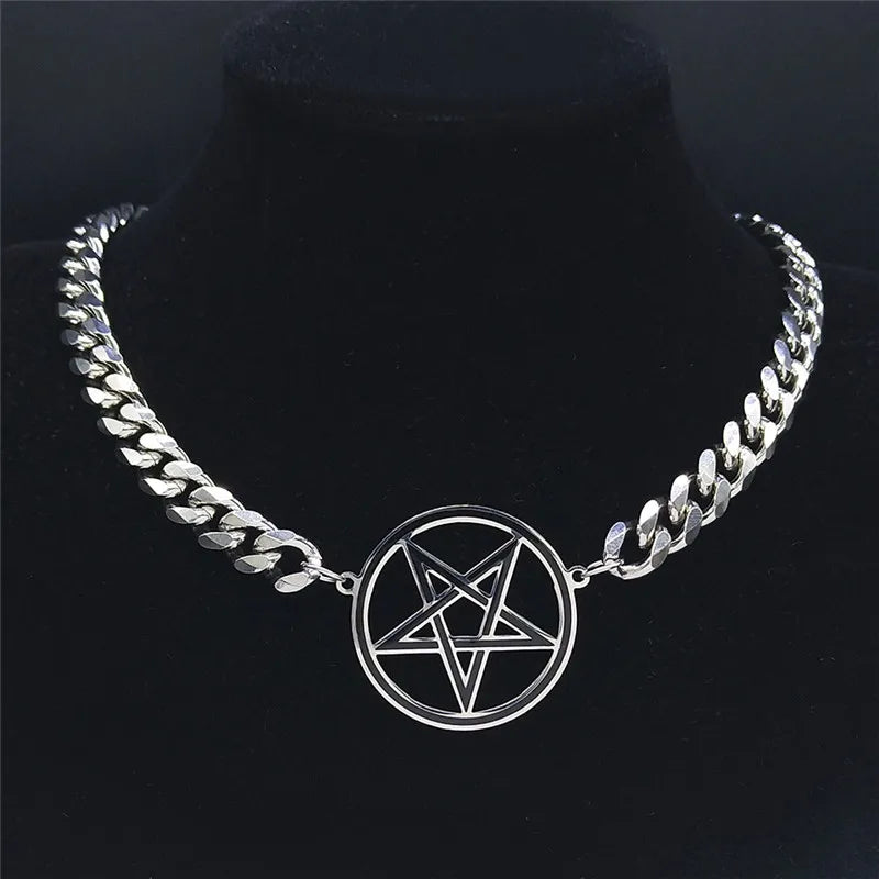 Wiccan Witchcraft Pentacle Pendant Choker Necklace