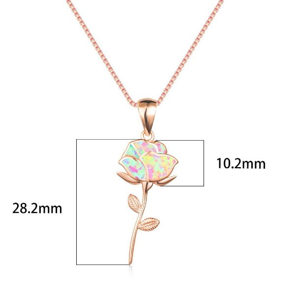 Rose Flower Opal Necklace