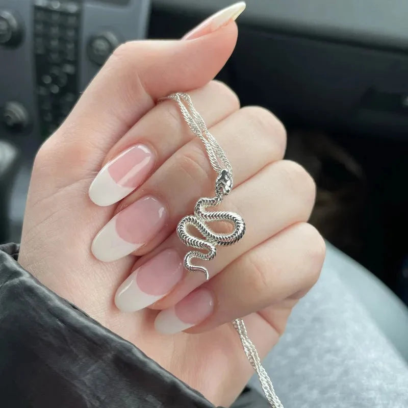 Silver Snake Pendant Necklace