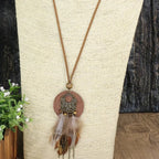 Bohemian-Style Necklace with Feather Pendant