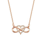 Infinity Symbol Necklace with Heart Pendant for Women, Rose Gold