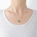 Mother-of-Pearl Clover Necklace with Gold-Tone Chain Pendant for Women green