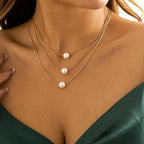Triple-Strand Silver & Gold Necklace for Women