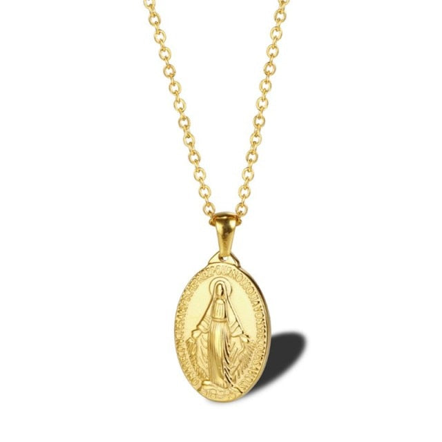 Virgin Mary necklace in gold