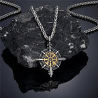 Viking Necklace with Vegvisir Compass Pendant in Gold