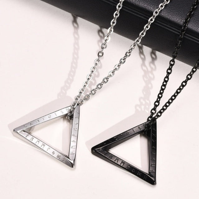 Viking Necklace with Nordic Celtic Rune Pendant for Men and Women, Black
