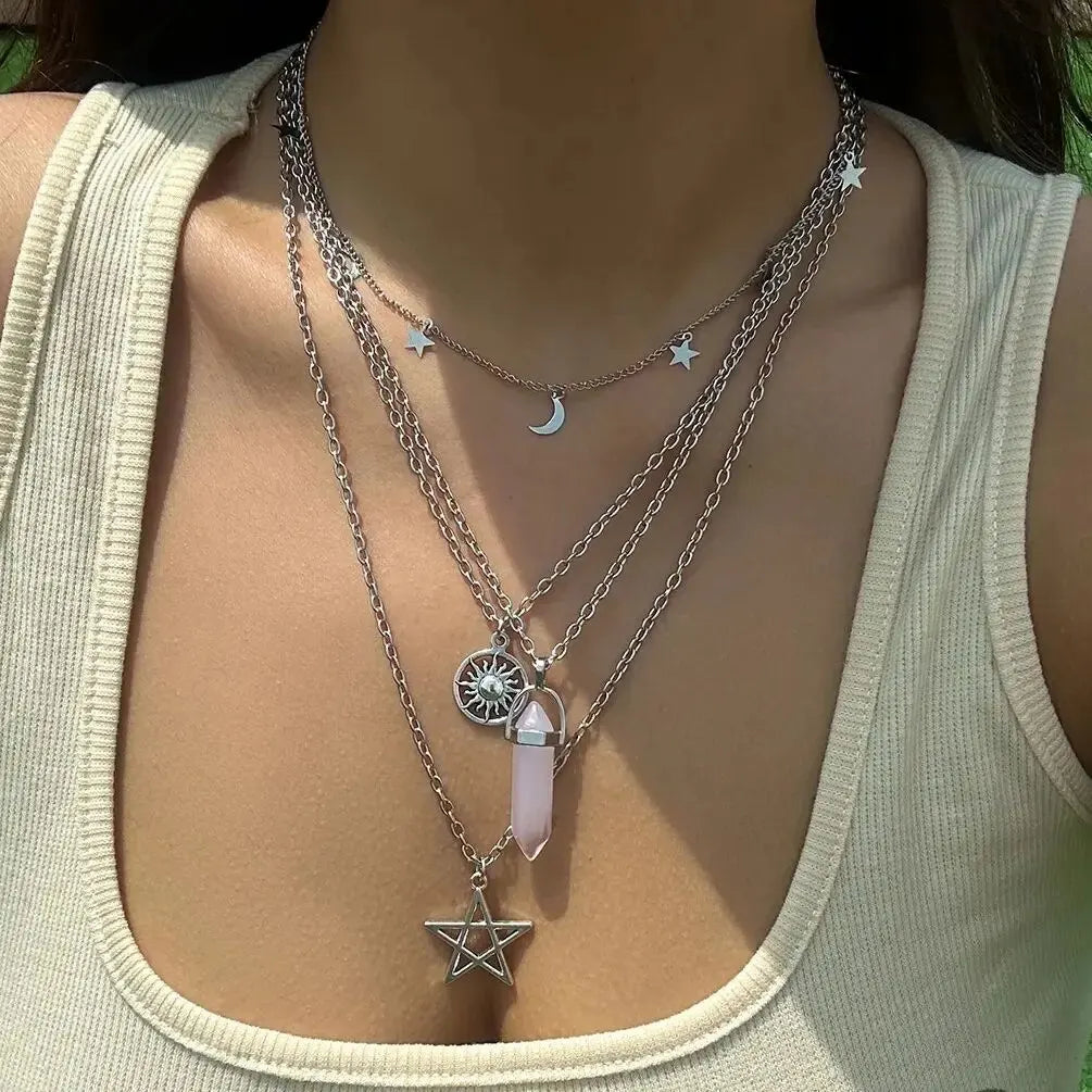 Four-Strand Star of David Pendant Necklaces