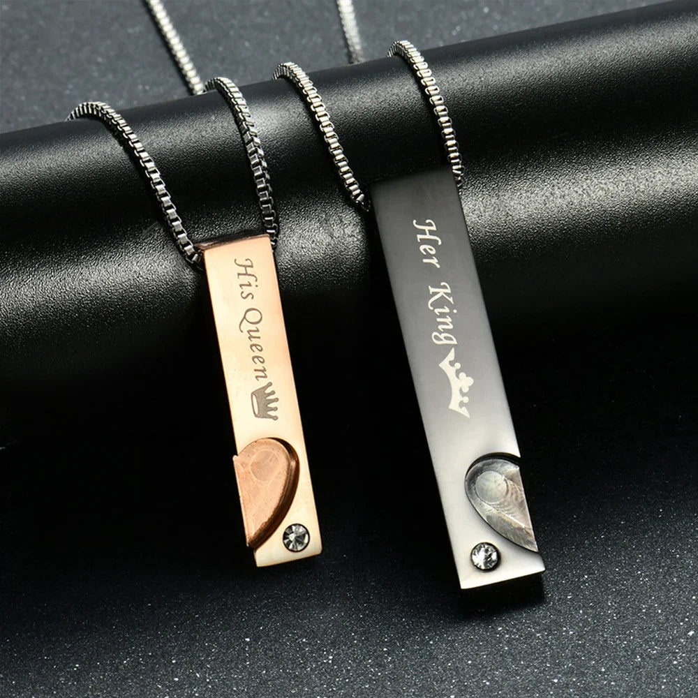 Couples' Necklaces with Barrette and Heart Pendant