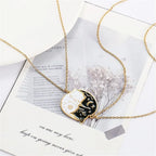 Couple Necklaces with Cute Cat Pendant in Gold
