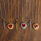 Couple Necklaces Heart and Sword Pendant 4