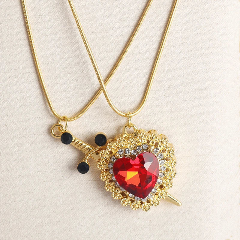 Couple Necklaces Heart and Sword Pendant 1