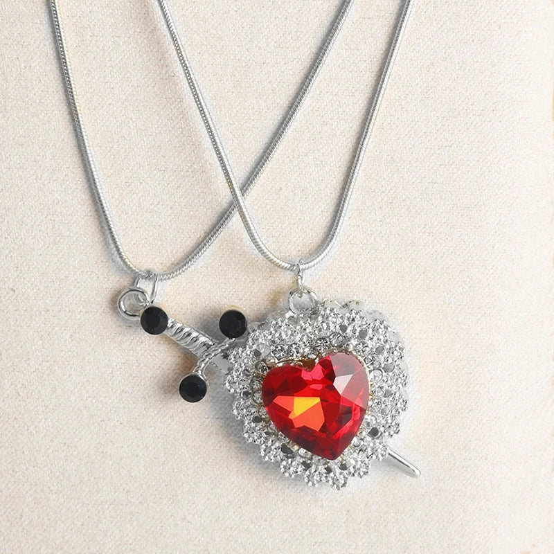 Couple Necklaces Heart and Sword Pendant 2