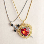Couple Necklaces Heart and Sword Pendant 3