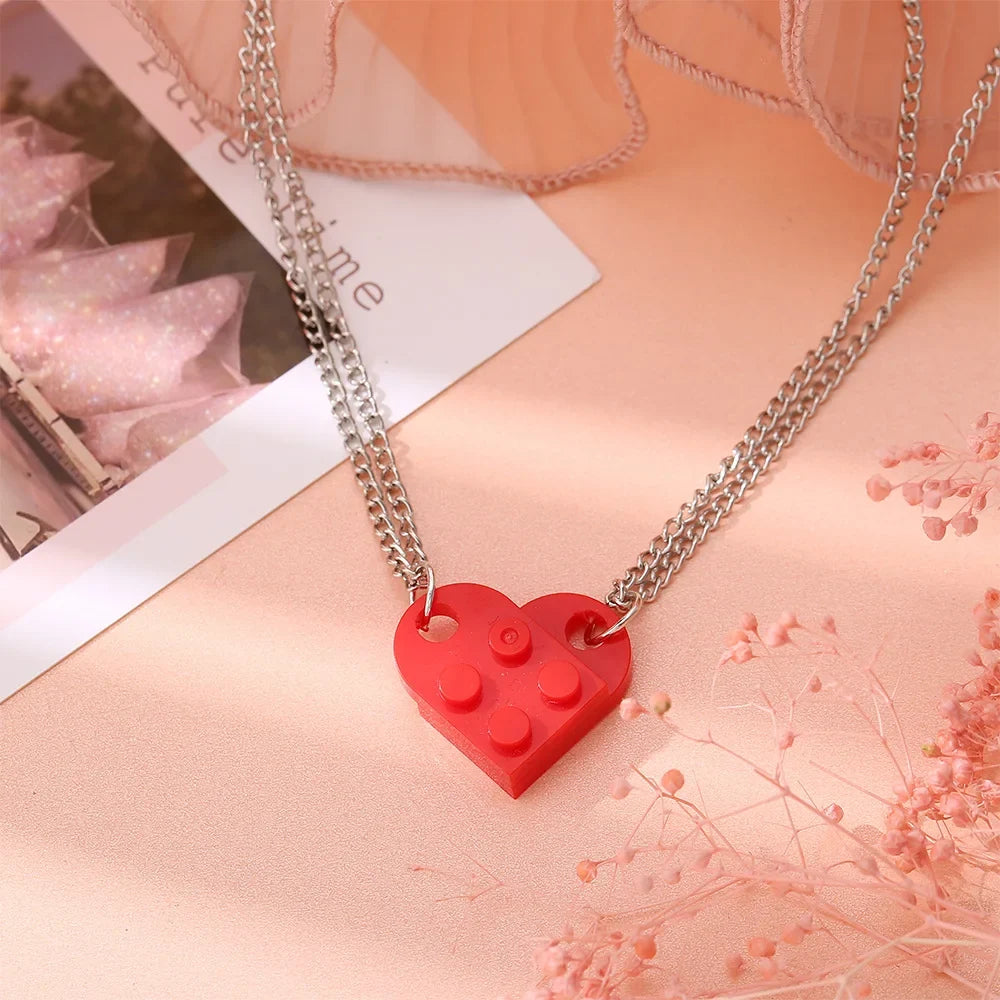 Fashion Heart Pendant Necklaces for Couples and Friends red