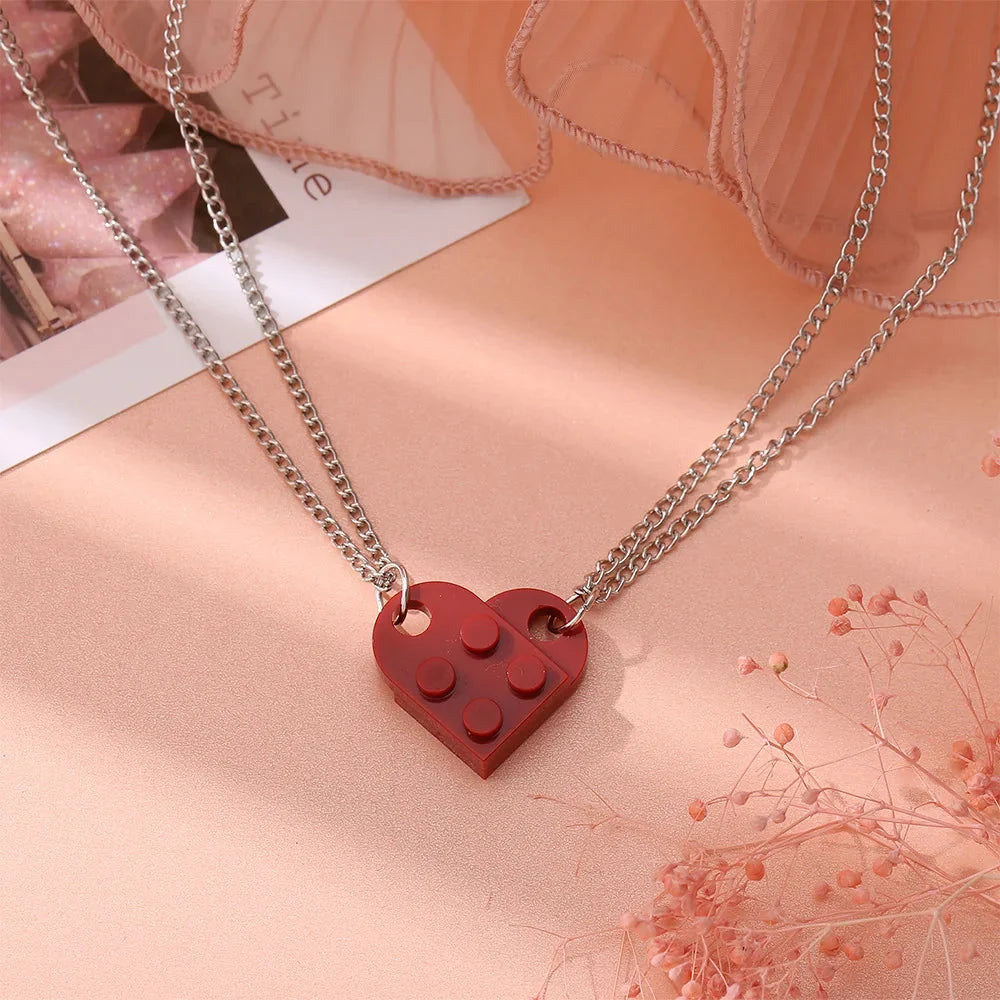 Fashion Heart Pendant Necklaces for Couples and Friends dark red