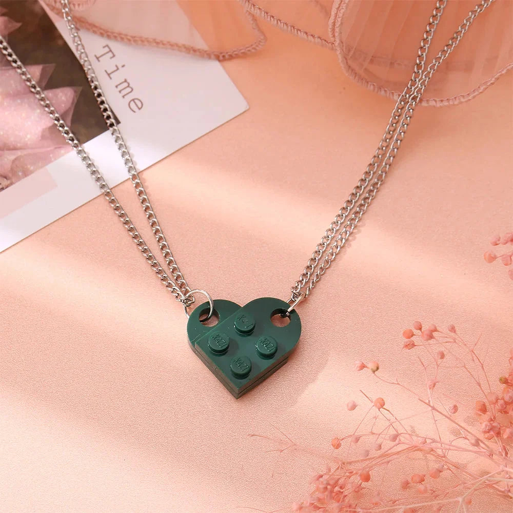 Fashion Heart Pendant Necklaces for Couples and Friends green