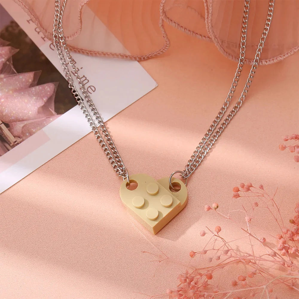 Fashion Heart Pendant Necklaces for Couples and Friends beige