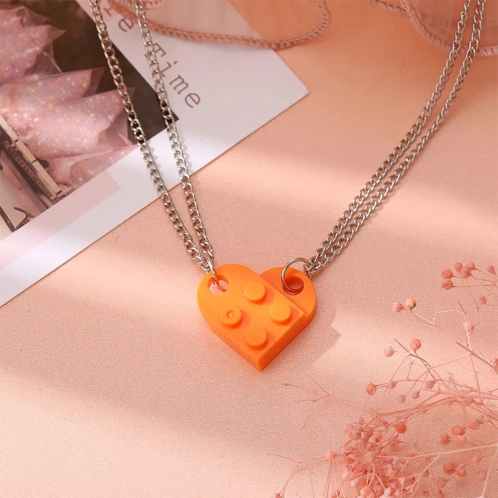 Fashion Heart Pendant Necklaces for Couples and Friends orange