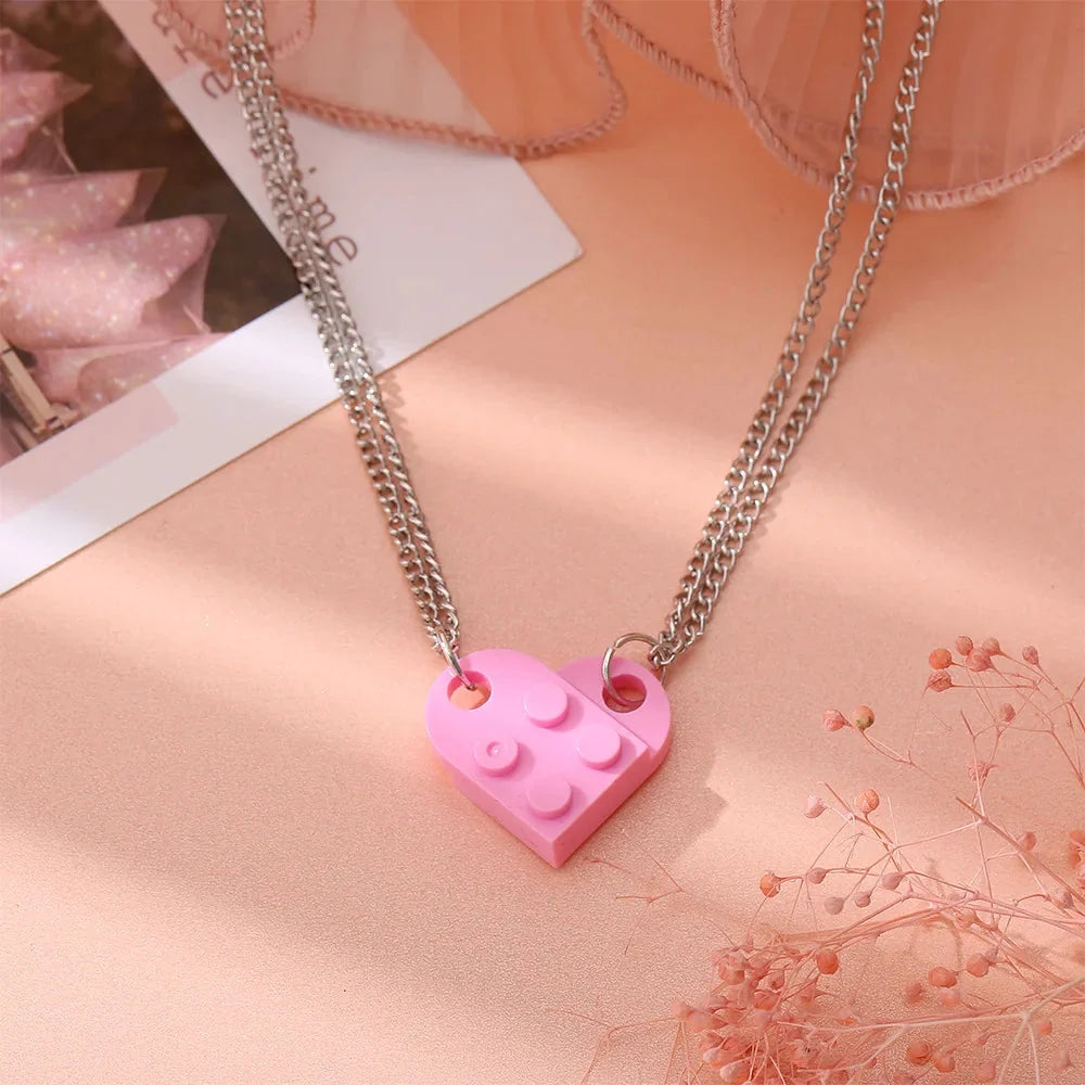 Fashion Heart Pendant Necklaces for Couples and Friends pink