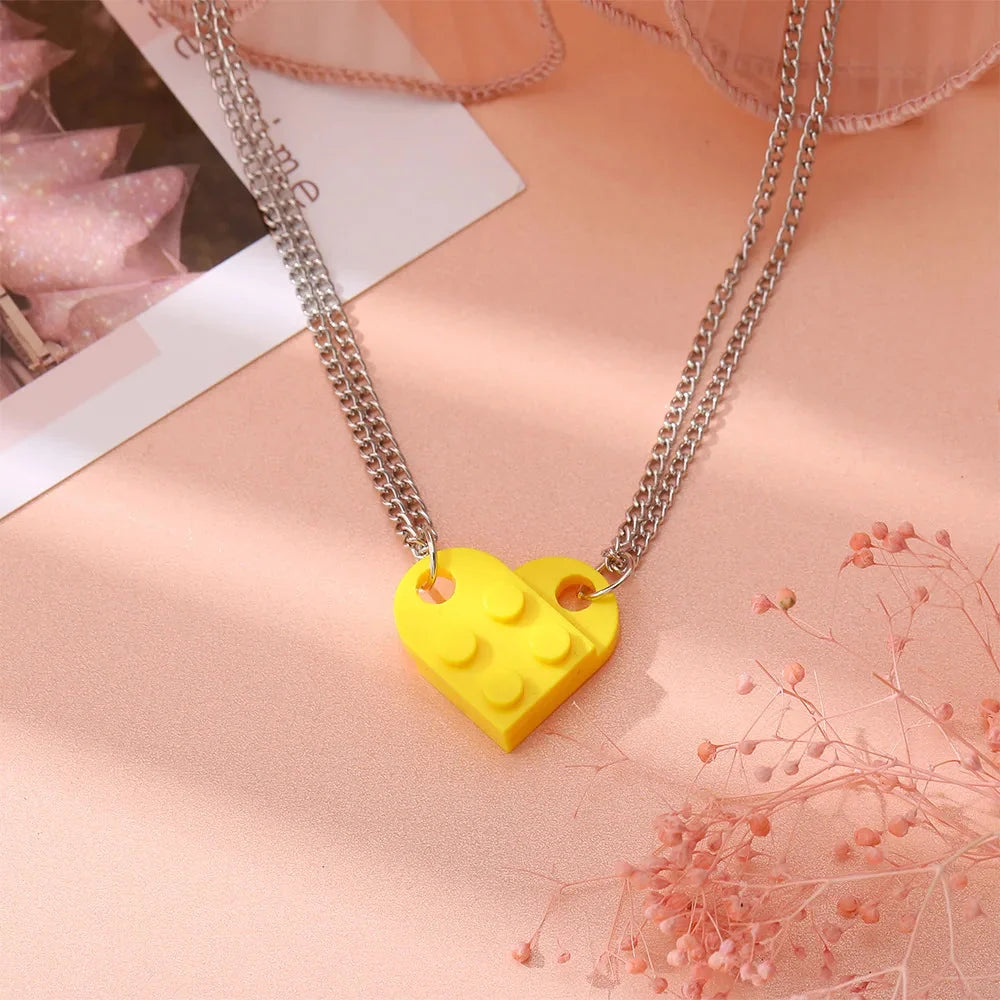 Fashion Heart Pendant Necklaces for Couples and Friends yellow
