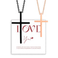 Couple Necklaces with Black and Rose Gold Cross Pendant