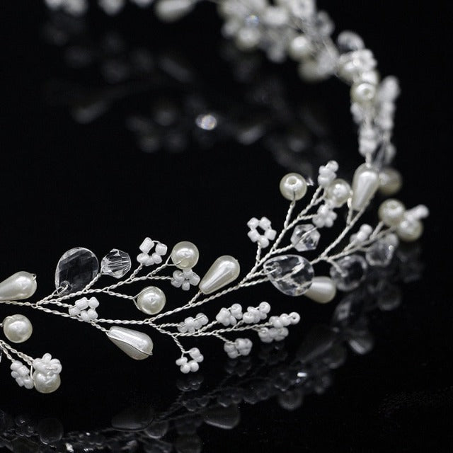 Wedding Tiara with Diamonds and Flowers