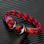 Double anchor bracelet in red