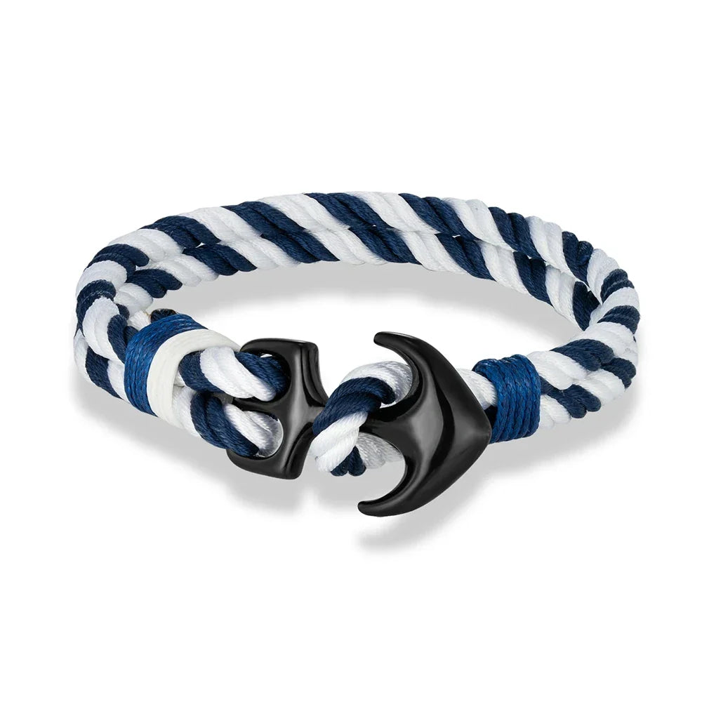Double anchor bracelet in white and blue