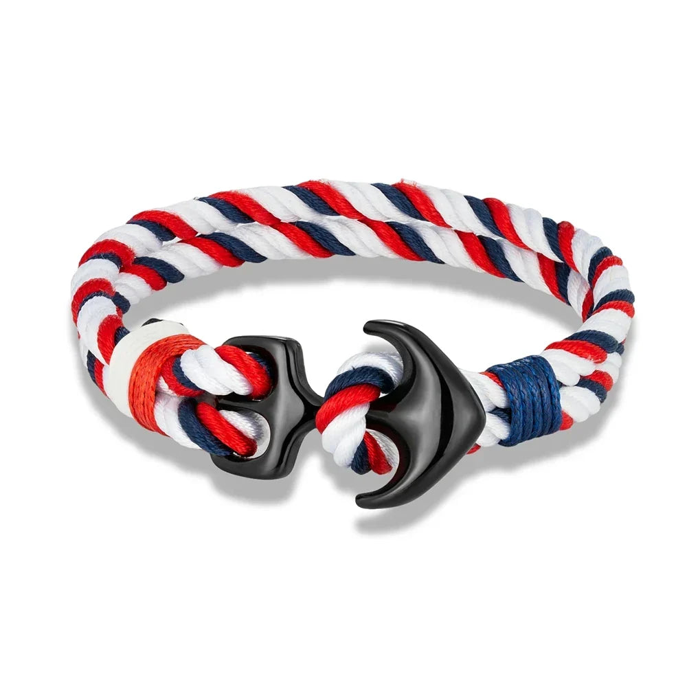 Double anchor bracelet in white and red