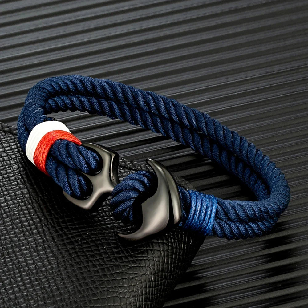 Double anchor bracelet in blue