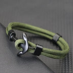 Double anchor bracelet black green