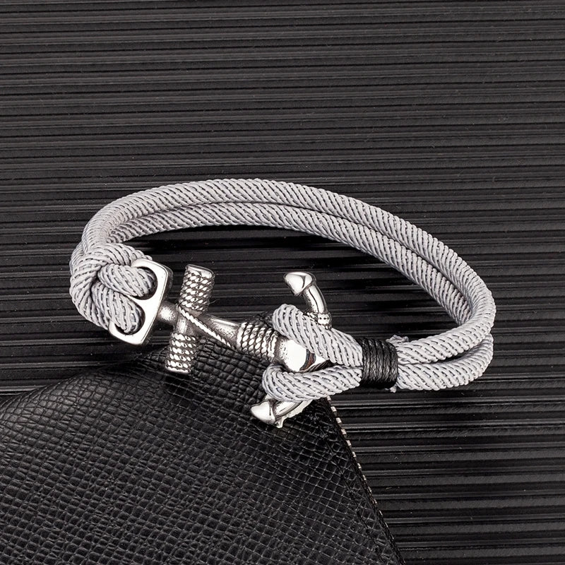 Men's double anchor bracelet gray