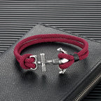 Men's double anchor bracelet red