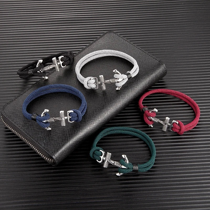 Men's double anchor bracelet