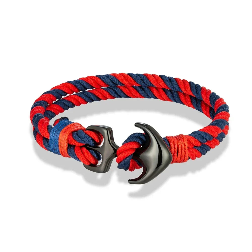 Double anchor bracelet in red